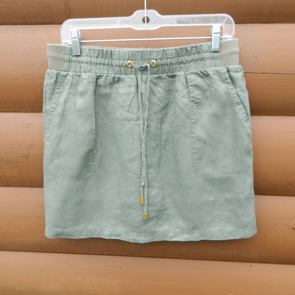 COPY - Ellen Tracy Company Linen Skirt Skort Medium Elastic Waist Drawstring Po…